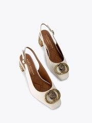 Kurt Geiger London Cream Chelsea Block Slingback Shoes - Image 3 of 5