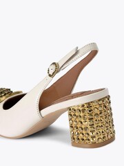 Kurt Geiger London Cream Chelsea Block Slingback Shoes - Image 4 of 5