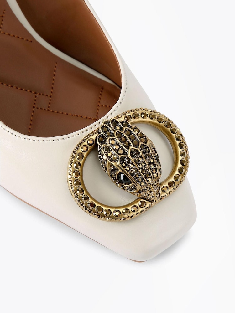 Kurt Geiger London Cream Chelsea Block Slingback Shoes - Image 5 of 5