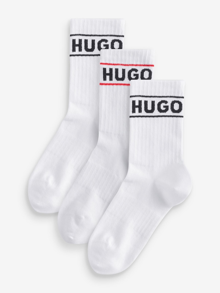 HUGO Ribbed Logo Socks 3 Pack - Imagen 1 de 4