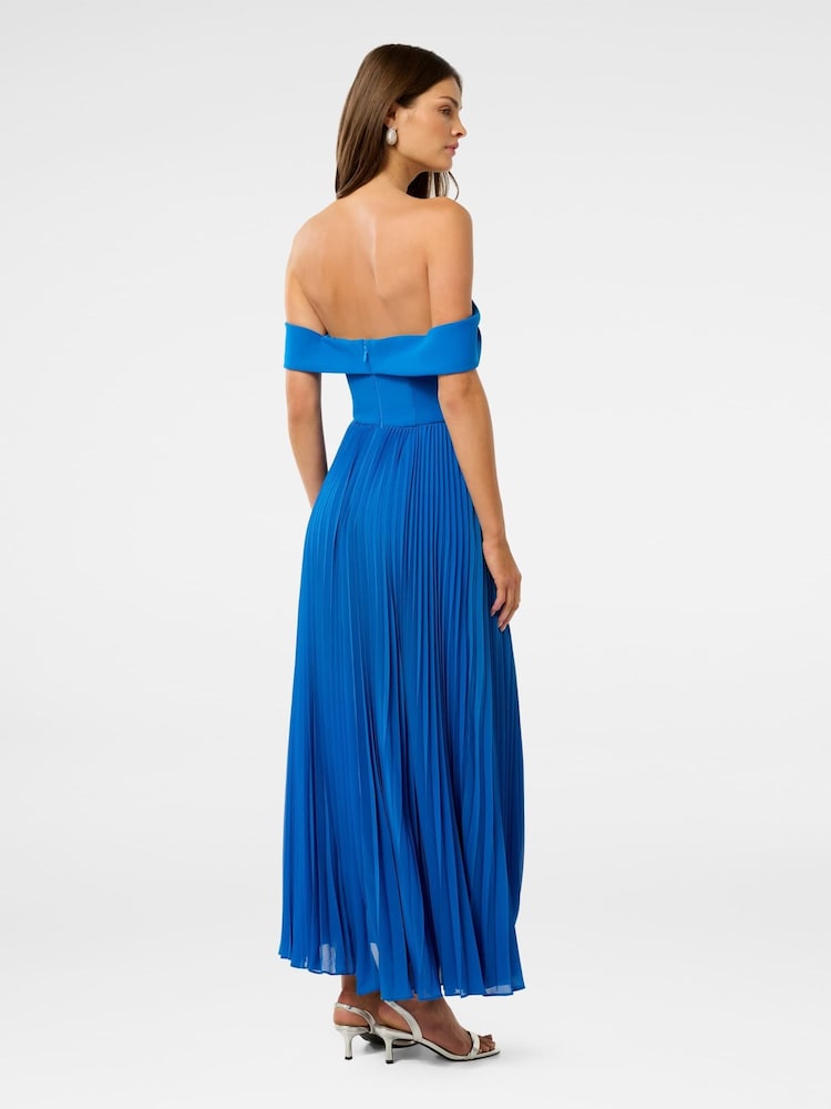 Forever New Blue Louise Off Shoulder Pleated Midi Dress - Image 3 of 4