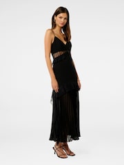 Forever New Black Lara Pleated Ruffle Maxi Dress - Image 2 of 4