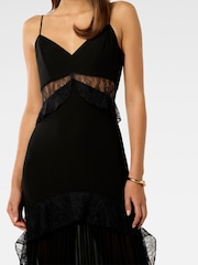 Forever New Black Lara Pleated Ruffle Maxi Dress - Image 3 of 4