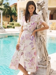 Forever New Purple Melissa Flutter Sleeves Shirt Dress - Image 1 of 4