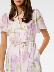 Forever New Purple Melissa Flutter Sleeves Shirt Dress - Image 4 of 4