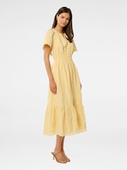 Forever New Yellow Eleanor Embroidered 100% Cotton Midi Dress - Image 3 of 4