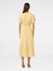 Forever New Yellow Eleanor Embroidered 100% Cotton Midi Dress - Image 4 of 4