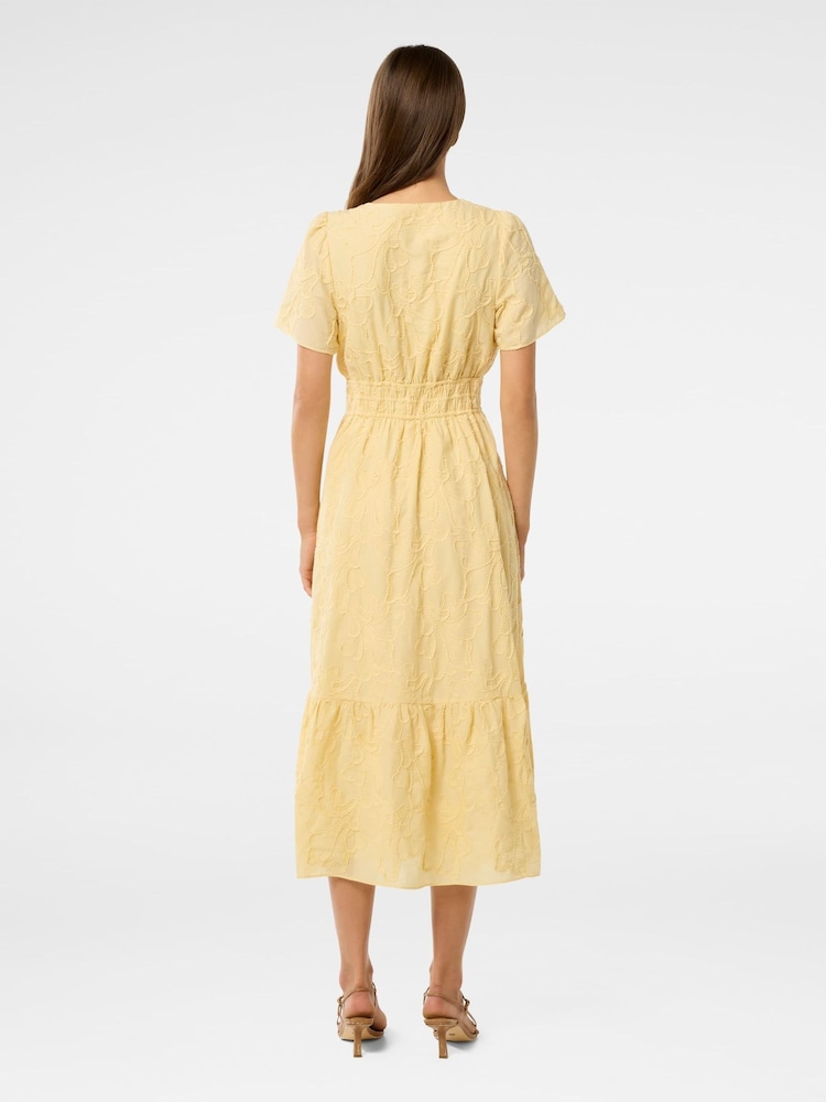 Forever New Yellow Eleanor Embroidered 100% Cotton Midi Dress - Image 4 of 4