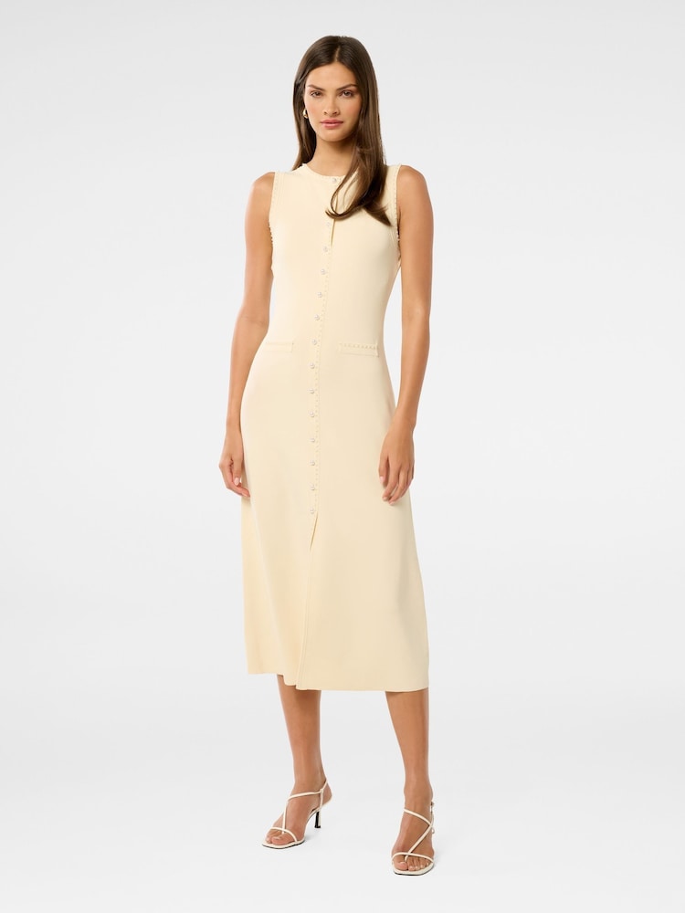 Forever New Cream Delilah Pearl Detail Knitted Dress - Image 1 of 4