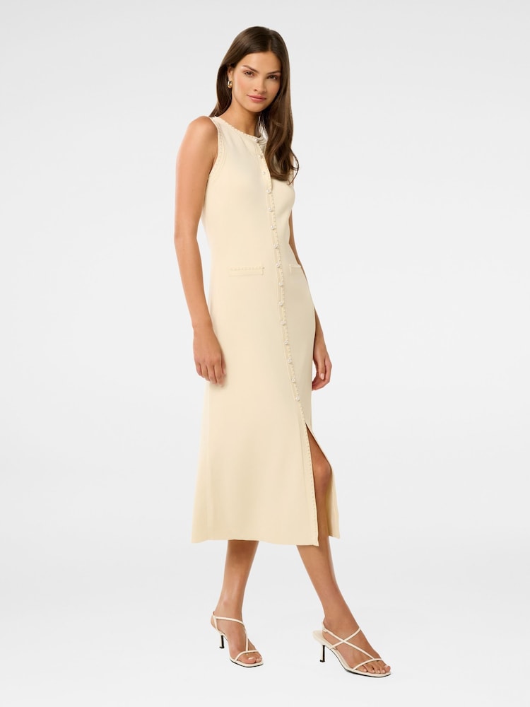 Forever New Cream Delilah Pearl Detail Knitted Dress - Image 4 of 4