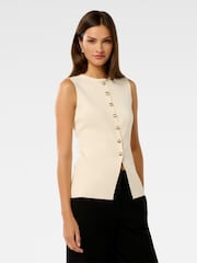 Forever New Cream Lauren Button Through Waistcoat - Image 3 of 5