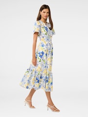 Forever New Blue Eleanor Short Sleeves 100% Cotton Midi Dress - Image 3 of 4