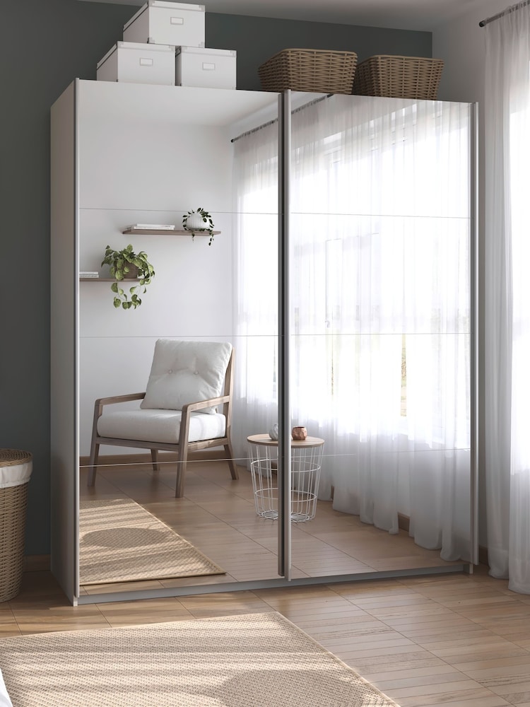 Rauch Champagne Cameron Mirror 1.8m Sliding Semi-Fitted Wardrobe - Image 1 of 6