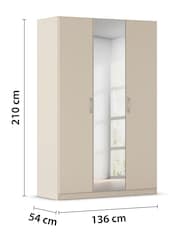Rauch Champagne Cameron Wood and Mirror Semi Fitted Triple Wardrobe - Image 4 of 6