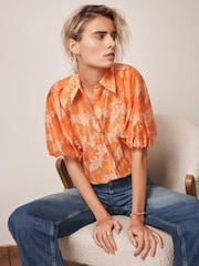 Mint Velvet Orange Floral Print Shirt - Image 1 of 7