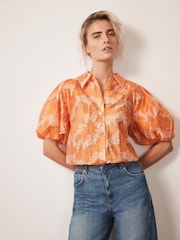 Mint Velvet Orange Floral Print Shirt - Image 2 of 7