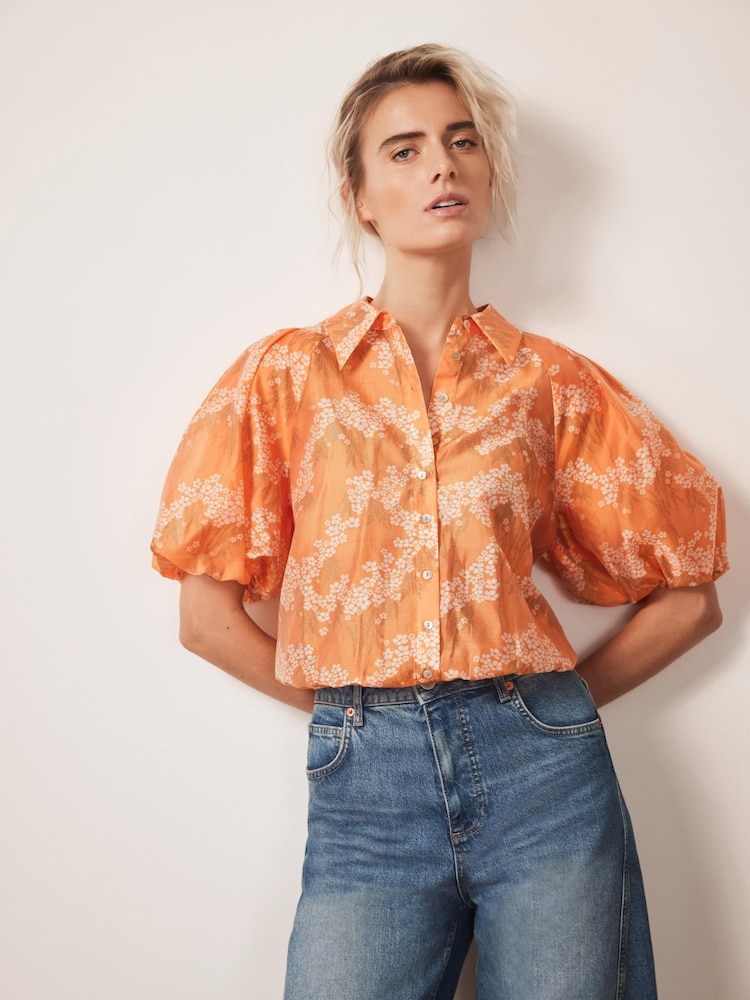 Mint Velvet Orange Floral Print Shirt - Image 2 of 7