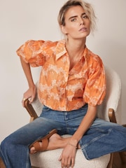 Mint Velvet Orange Floral Print Shirt - Image 3 of 7
