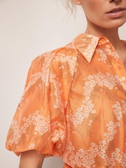 Mint Velvet Orange Floral Print Shirt - Image 4 of 7
