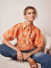 Mint Velvet Orange Floral Print Shirt - Image 5 of 7