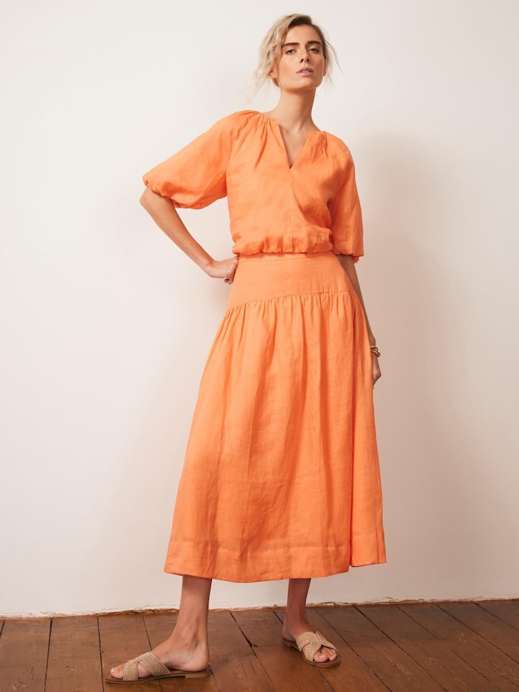 Mint Velvet Orange 100% Cotton Puff Sleeve Blouse - Image 2 of 8 Mint Velvet Orange 100% Cotton Puff Sleeve Blouse - Image 2 of 8