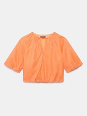 Mint Velvet Orange 100% Cotton Puff Sleeve Blouse - Image 7 of 8