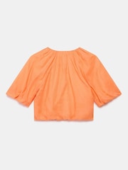 Mint Velvet Orange 100% Cotton Puff Sleeve Blouse - Image 8 of 8