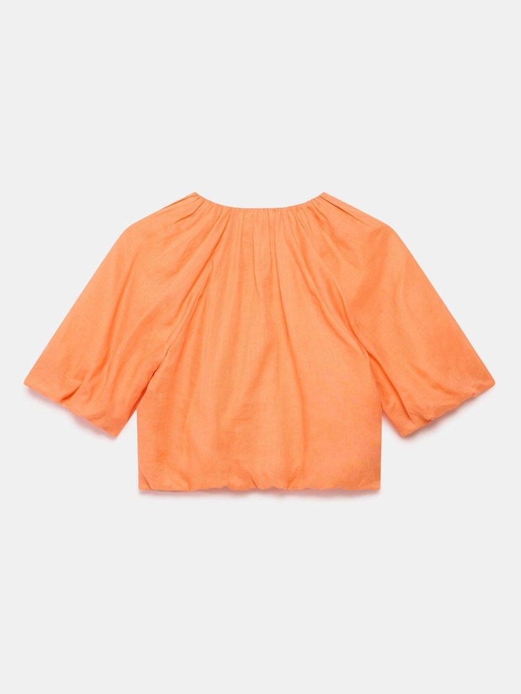 Mint Velvet Orange 100% Cotton Puff Sleeve Blouse - Image 8 of 8