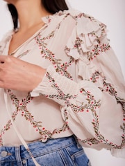 Mint Velvet Natural Floral Print Blouse - Image 4 of 8