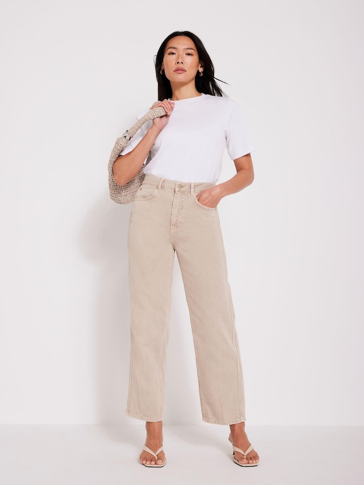 Mint Velvet Natural Relaxed Tapered Boyfriend 100% Cotton Jeans - Image 1 of 8