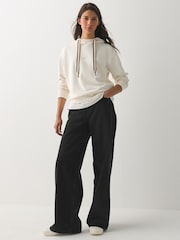 BOSS White Signature Stripe Detail Logo Print Hoodie - Image 2 of 6