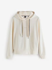 BOSS White Signature Stripe Detail Logo Print Hoodie - Image 6 of 6