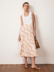 Mint Velvet Cream Floral Print Midi Slip Skirt - Image 1 of 7