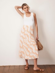 Mint Velvet Cream Floral Print Midi Slip Skirt - Image 4 of 7