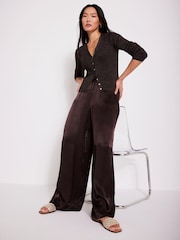 Mint Velvet Brown Metallic Ribbed Knit Cardigan - Image 5 of 7