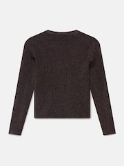 Mint Velvet Brown Metallic Ribbed Knit Cardigan - Image 7 of 7