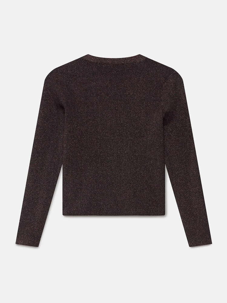 Mint Velvet Brown Metallic Ribbed Knit Cardigan - Image 7 of 7 Mint Velvet Brown Metallic Ribbed Knit Cardigan - Image 7 of 7