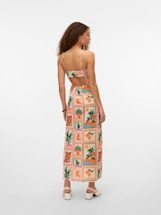 VERO MODA Pink Halterneck Cut Out Back Dress With Smock Detail - Image 2 of 6