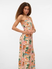 VERO MODA Pink Halterneck Cut Out Back Dress With Smock Detail - Image 3 of 6