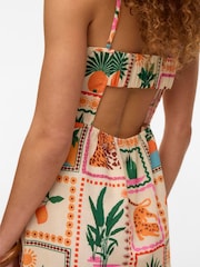 VERO MODA Pink Halterneck Cut Out Back Dress With Smock Detail - Image 4 of 6