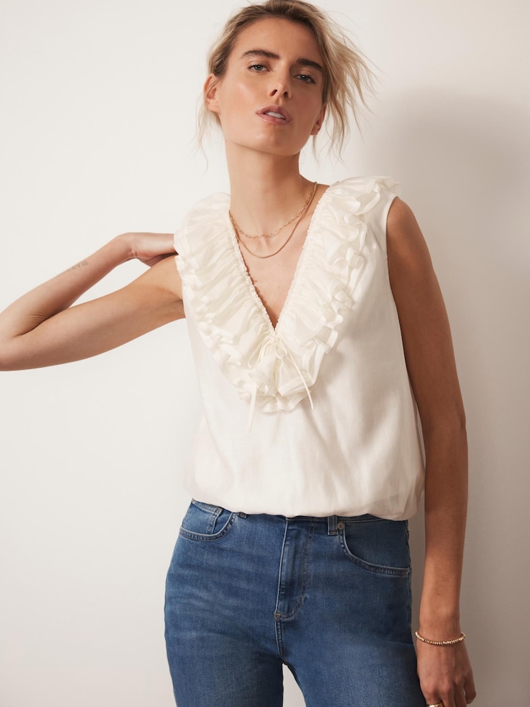 Mint Velvet White Ruffle Front Blouses - Image 2 of 8 Mint Velvet White Ruffle Front Blouses - Image 2 of 8