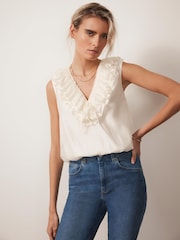 Mint Velvet White Ruffle Front Blouses - Image 4 of 8