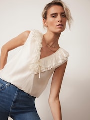 Mint Velvet White Ruffle Front Blouses - Image 6 of 8