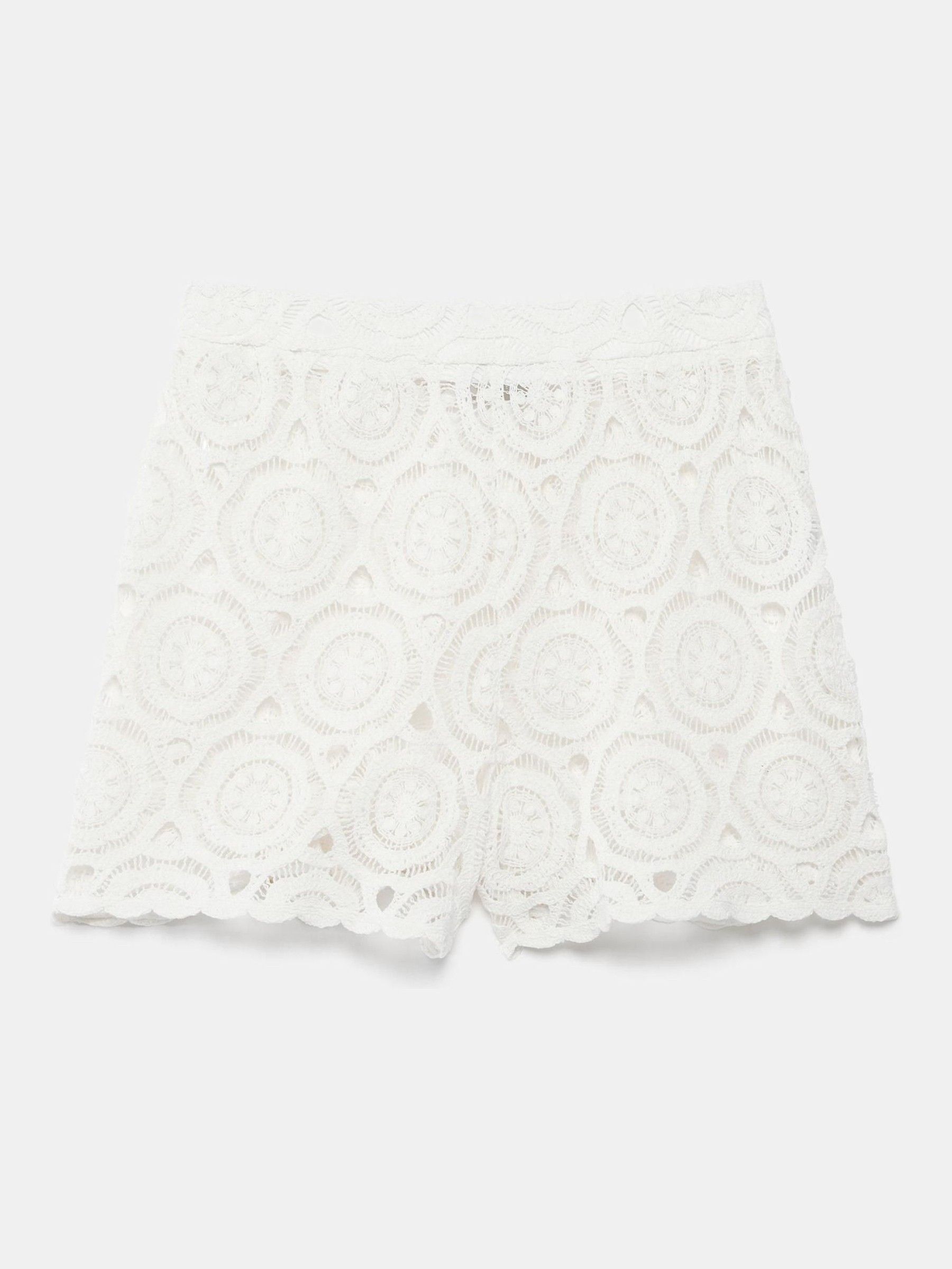 Buy Mint Velvet White Crochet Beach 100% Cotton Shorts from the