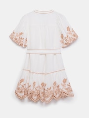 Mint Velvet White Mini Linen Blend Broderie Dress - Image 8 of 8