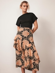 Mint Velvet Orange Floral Print Midi Skirt - Image 2 of 6