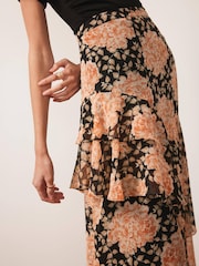 Mint Velvet Orange Floral Print Midi Skirt - Image 4 of 6