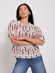 Mint Velvet Green/White Floral Print Blouses - Image 1 of 8