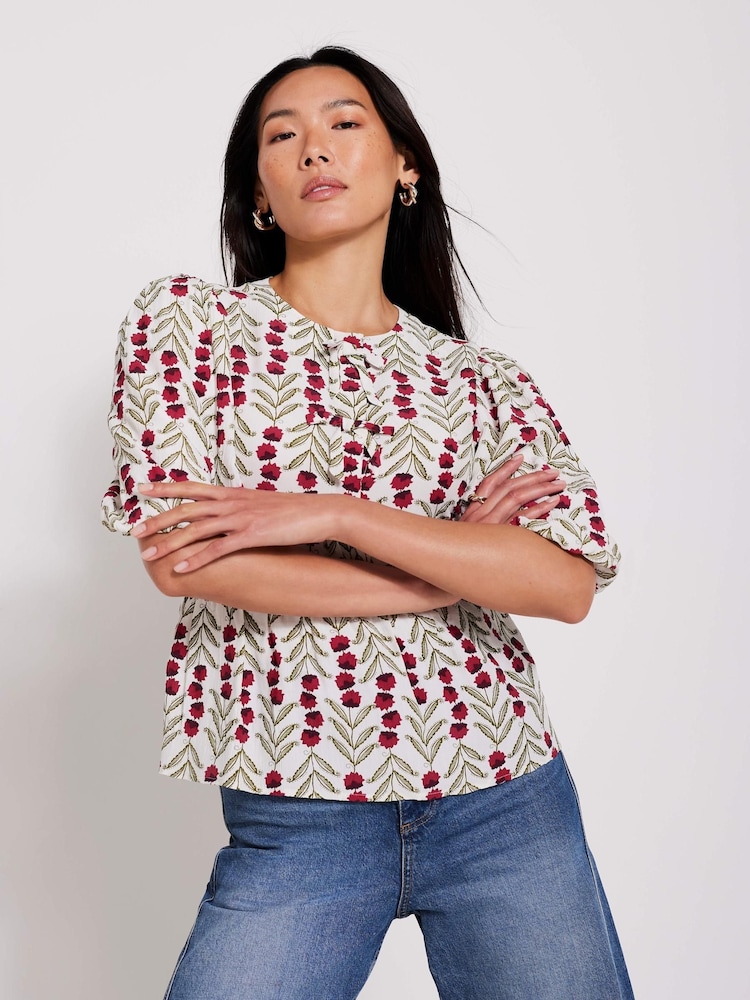 Mint Velvet Green/White Floral Print Blouses - Image 1 of 8