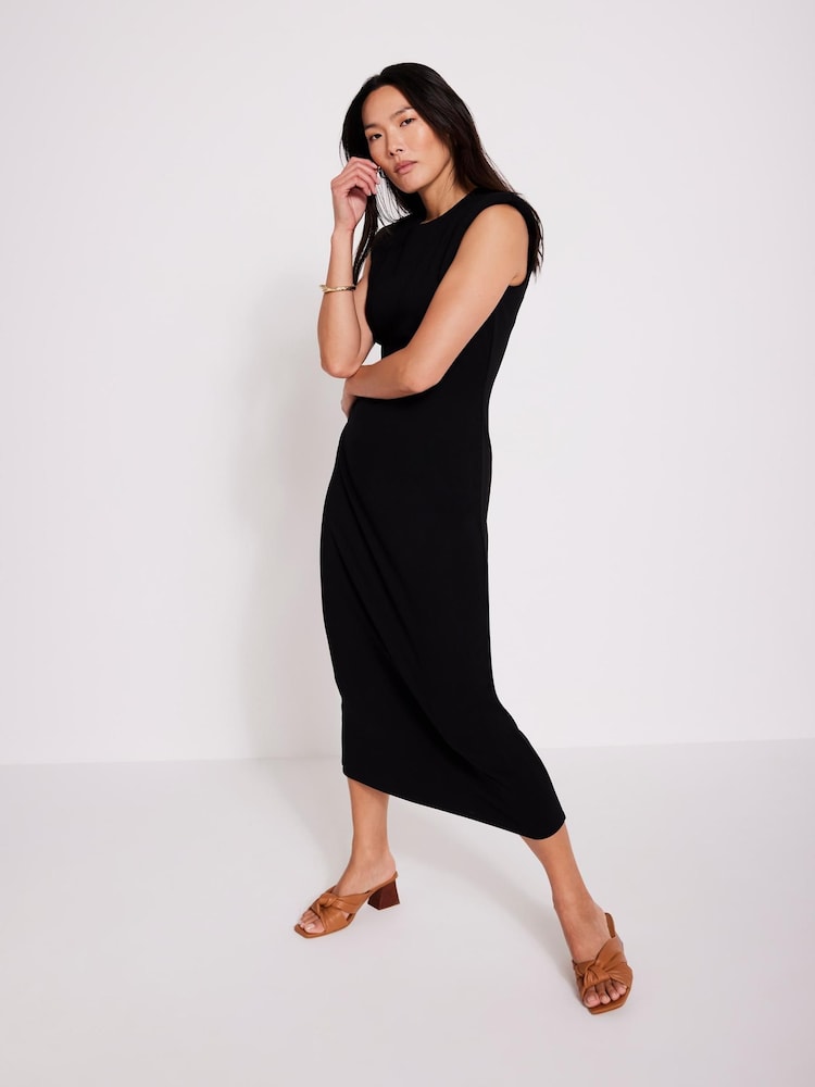 Mint Velvet Black Structured Midi Dress - Image 2 of 8